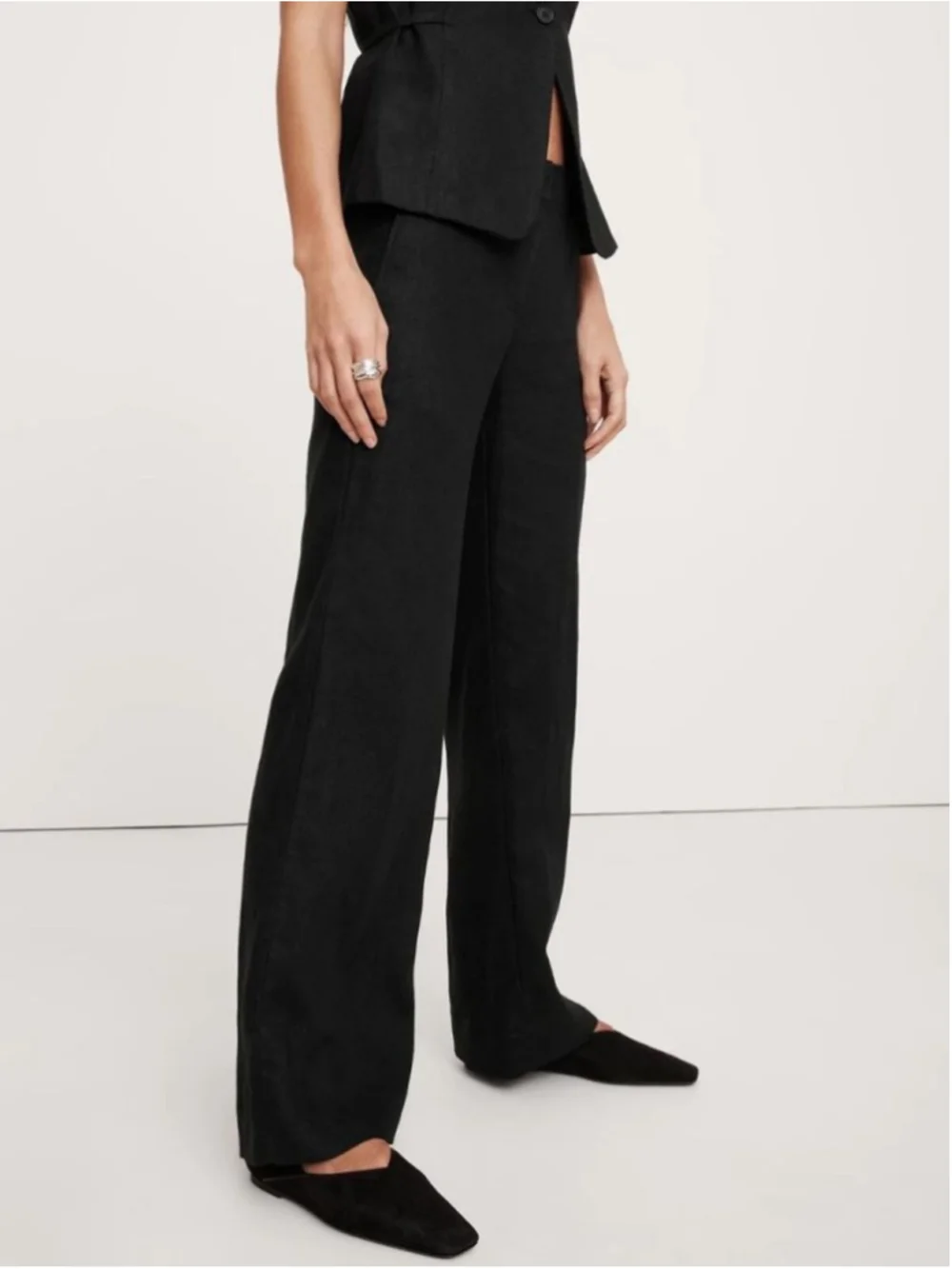 Banana Republic Everyday Wide Leg 100% Linen Pants Black XL NWT $140